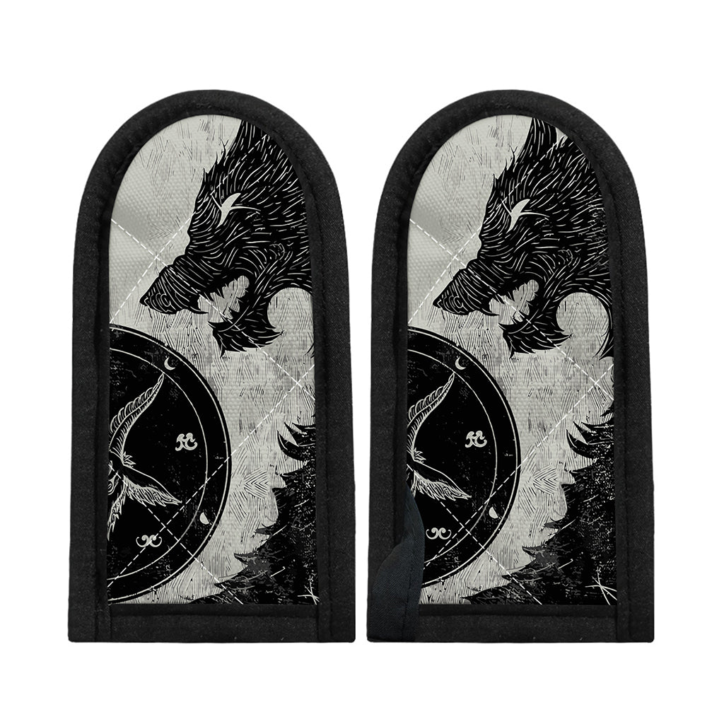 Black Demon Wolf Print Skillet Handle Cover