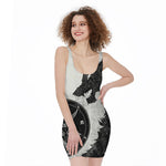 Black Demon Wolf Print Sleeveless Bodycon Dress