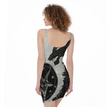 Black Demon Wolf Print Sleeveless Bodycon Dress