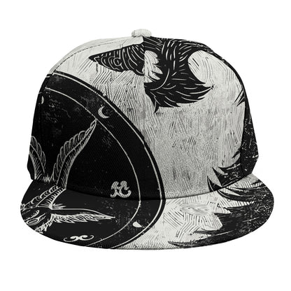 Black Demon Wolf Print Snapback Cap