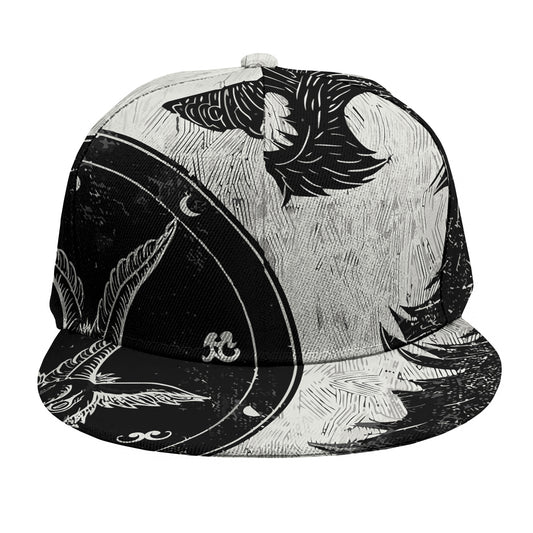 Black Demon Wolf Print Snapback Cap