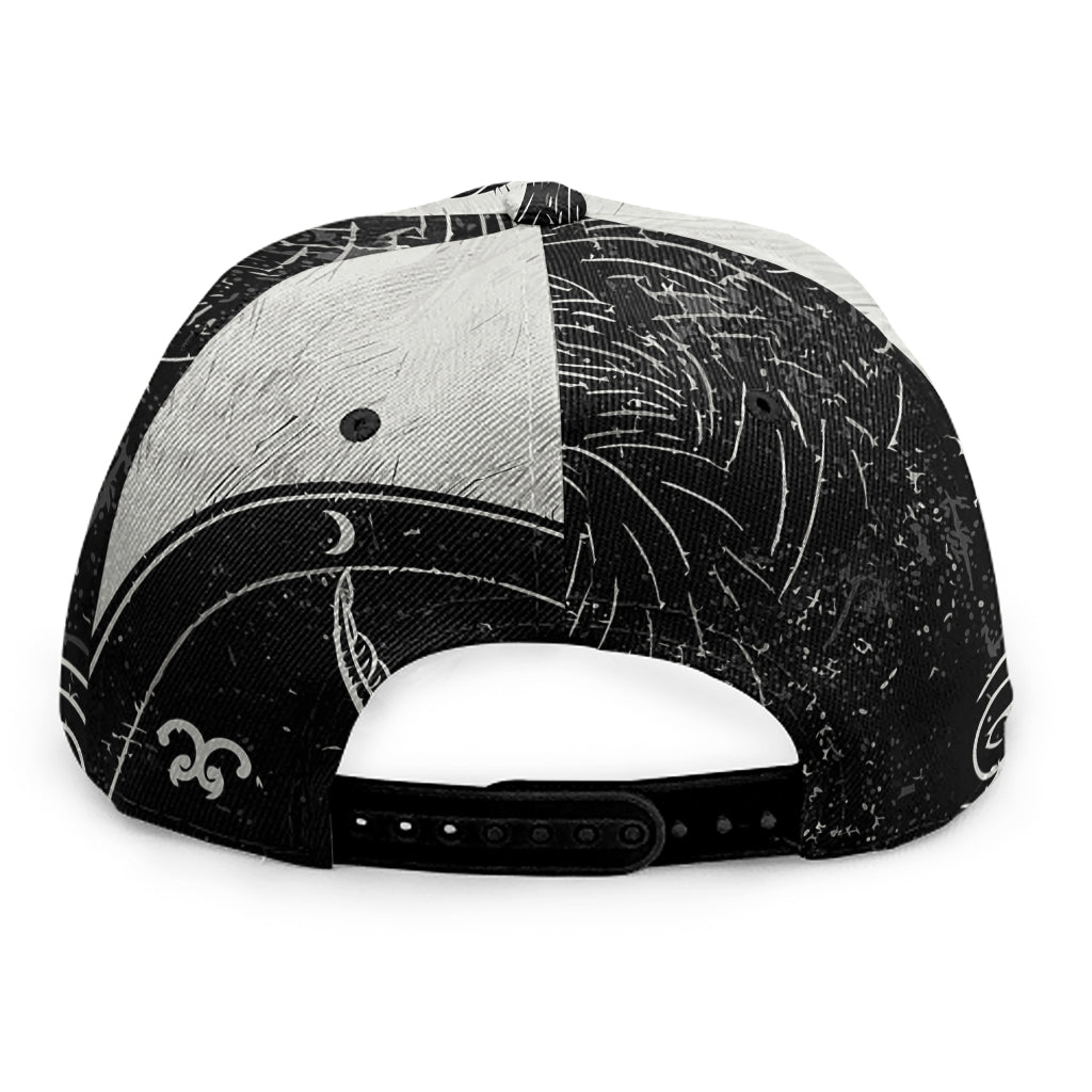 Black Demon Wolf Print Snapback Cap