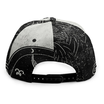 Black Demon Wolf Print Snapback Cap