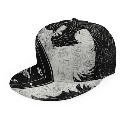 Black Demon Wolf Print Snapback Cap