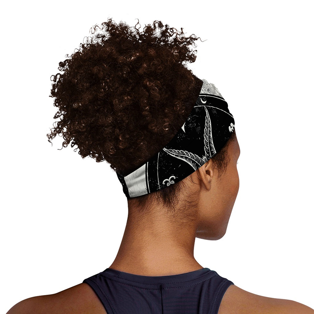 Black Demon Wolf Print Sports Headband