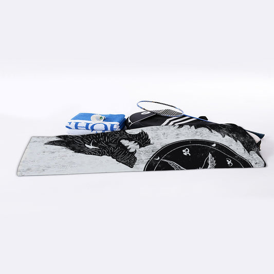 Black Demon Wolf Print Sports Towel
