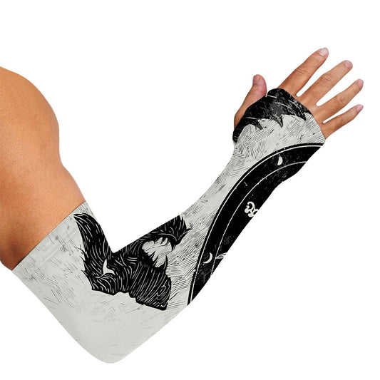Black Demon Wolf Print Sun Protection Arm Sleeves