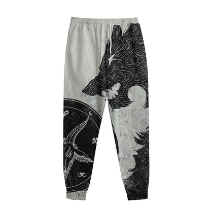 Black Demon Wolf Print Sweatpants