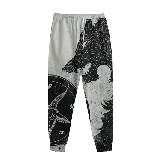 Black Demon Wolf Print Sweatpants
