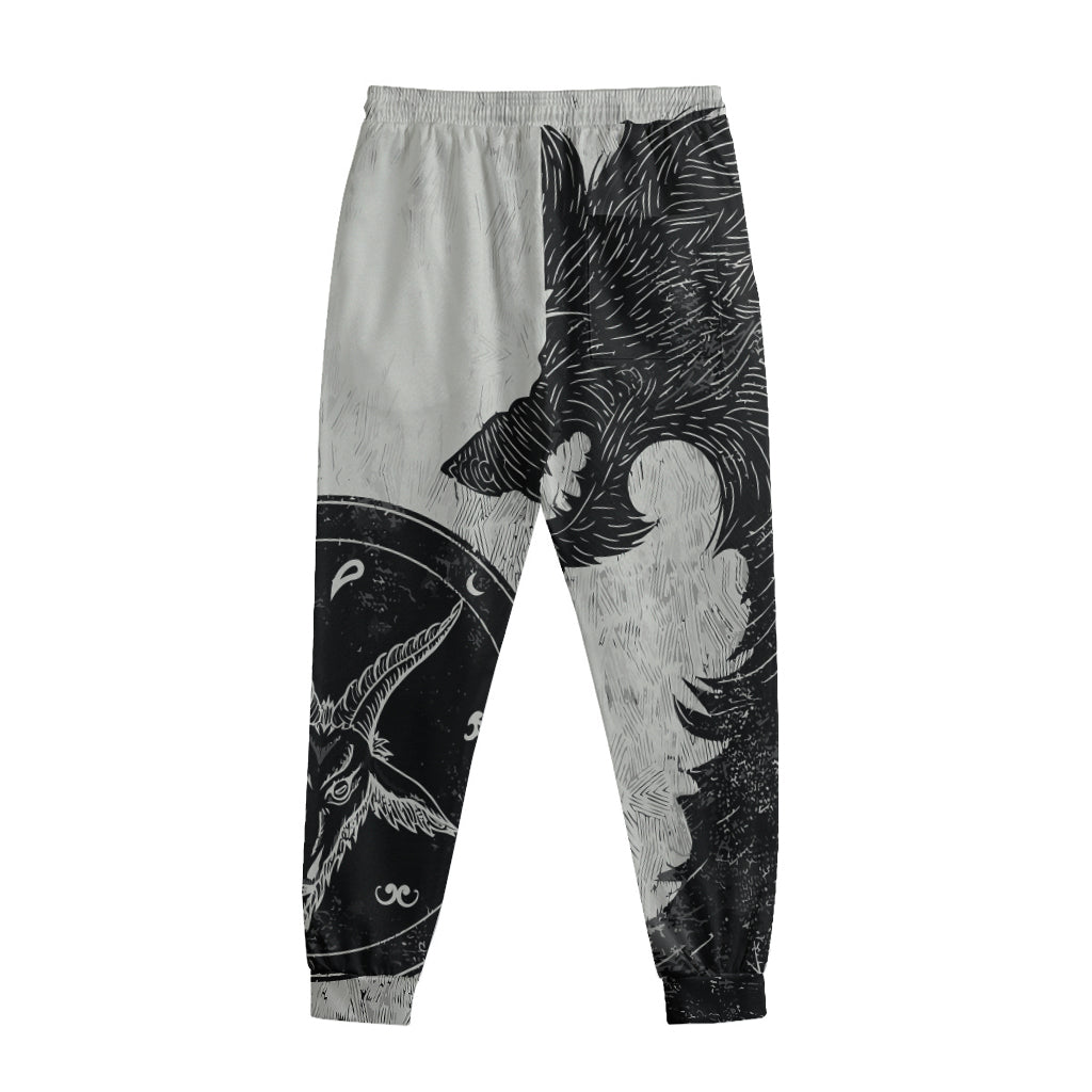 Black Demon Wolf Print Sweatpants