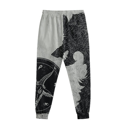 Black Demon Wolf Print Sweatpants