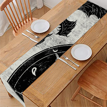 Black Demon Wolf Print Table Runner