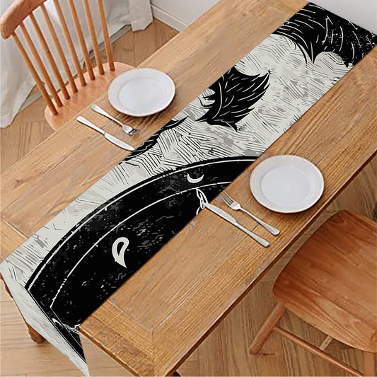 Black Demon Wolf Print Table Runner