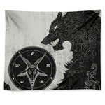 Black Demon Wolf Print Tapestry
