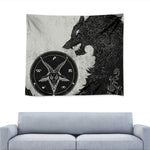 Black Demon Wolf Print Tapestry