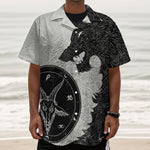 Black Demon Wolf Print Textured Short Sleeve Shirt