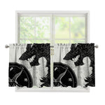 Black Demon Wolf Print Tier Curtains