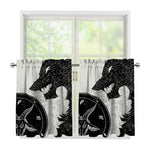 Black Demon Wolf Print Tier Curtains