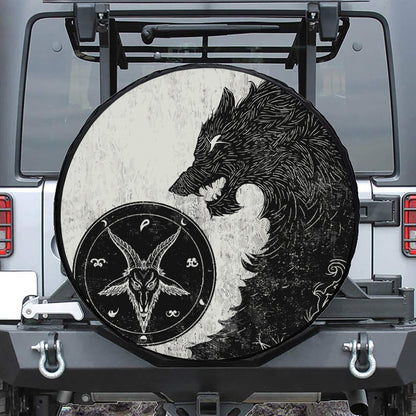 Black Demon Wolf Print Tire Cover