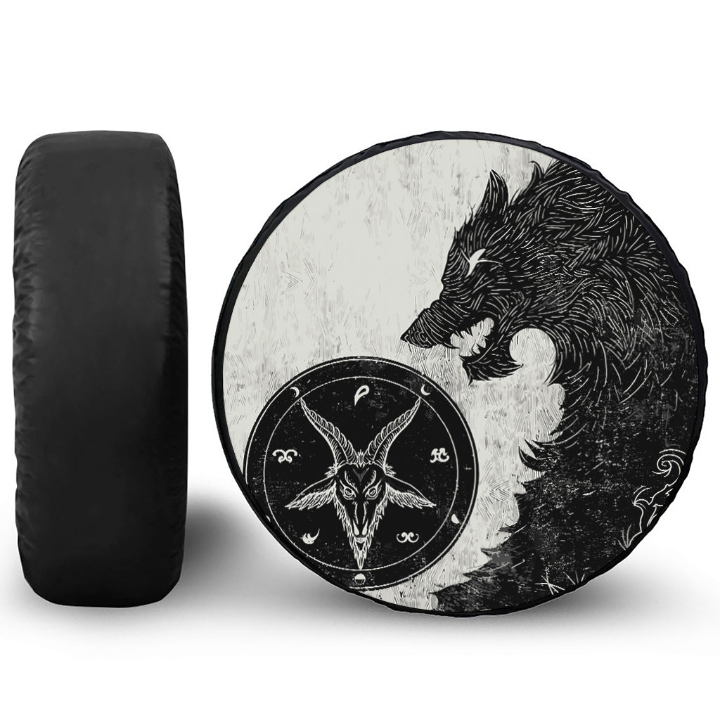 Black Demon Wolf Print Tire Cover