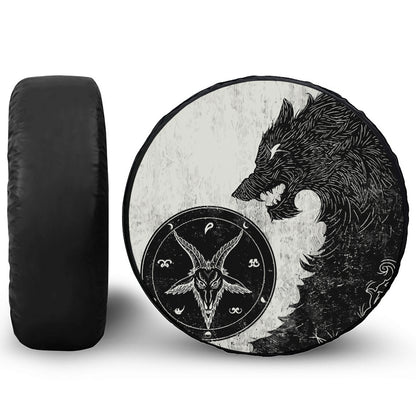 Black Demon Wolf Print Tire Cover