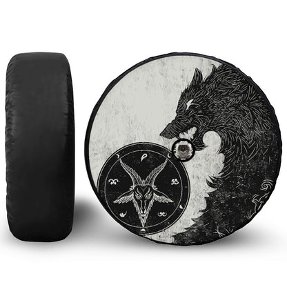 Black Demon Wolf Print Tire Cover With Camera Hole