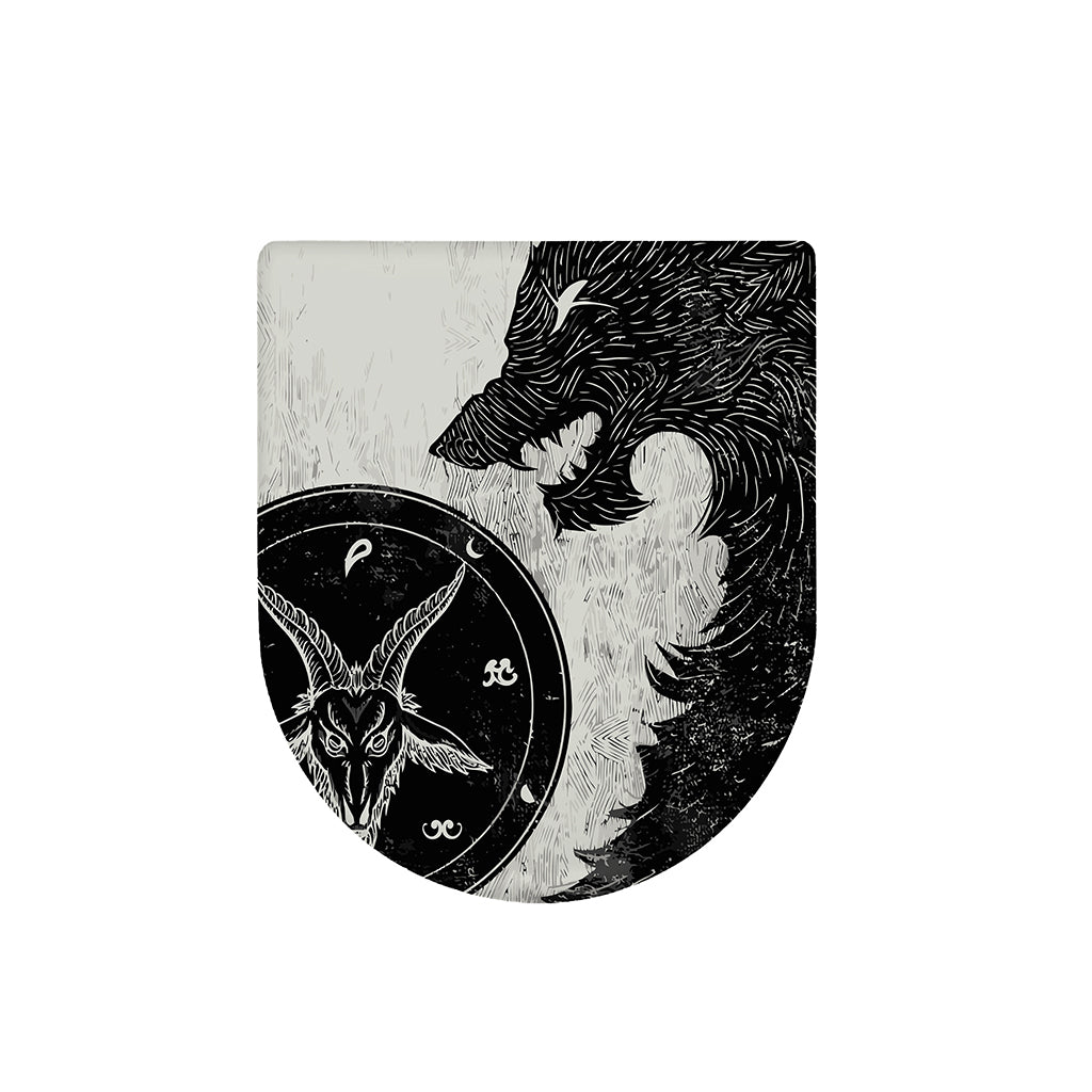Black Demon Wolf Print Toilet Lid Cover