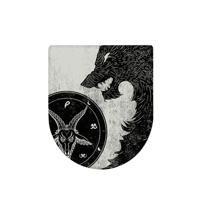 Black Demon Wolf Print Toilet Lid Cover