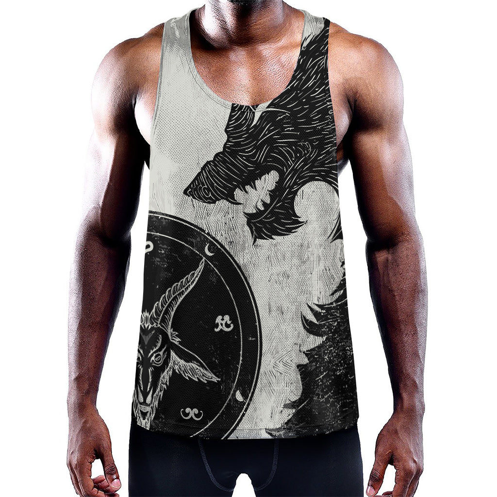 Black Demon Wolf Print Training Tank Top