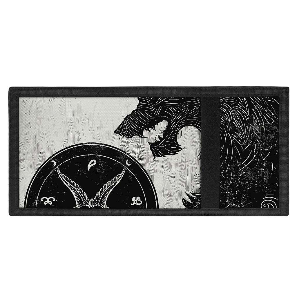 Black Demon Wolf Print Trifold Wallet