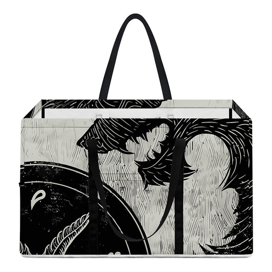 Black Demon Wolf Print Utility Tote Bag