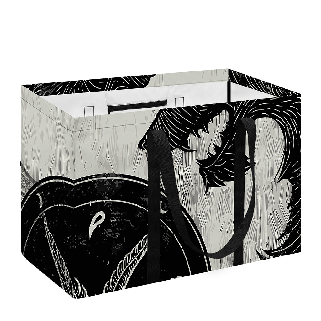 Black Demon Wolf Print Utility Tote Bag