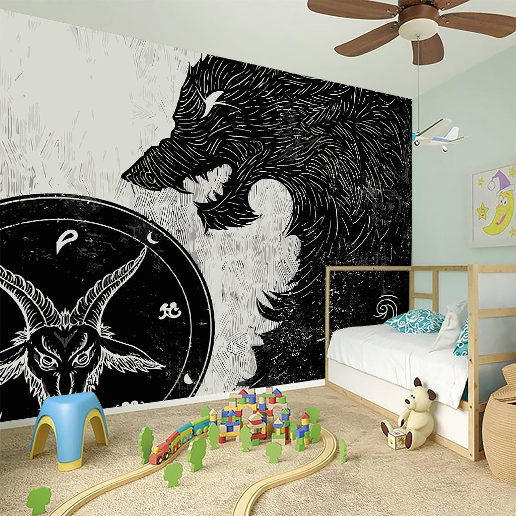 Black Demon Wolf Print Wall Sticker