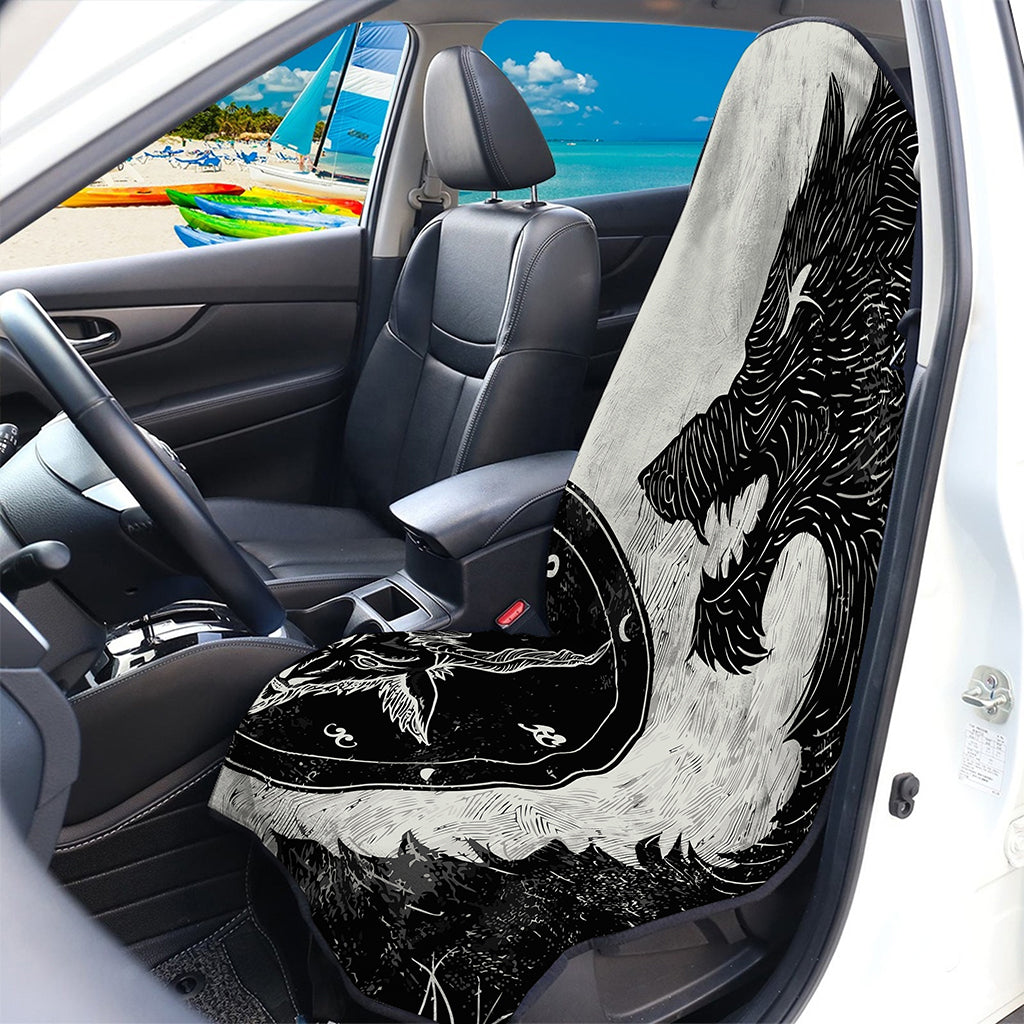 Black Demon Wolf Print Waterproof Car Seat Cover