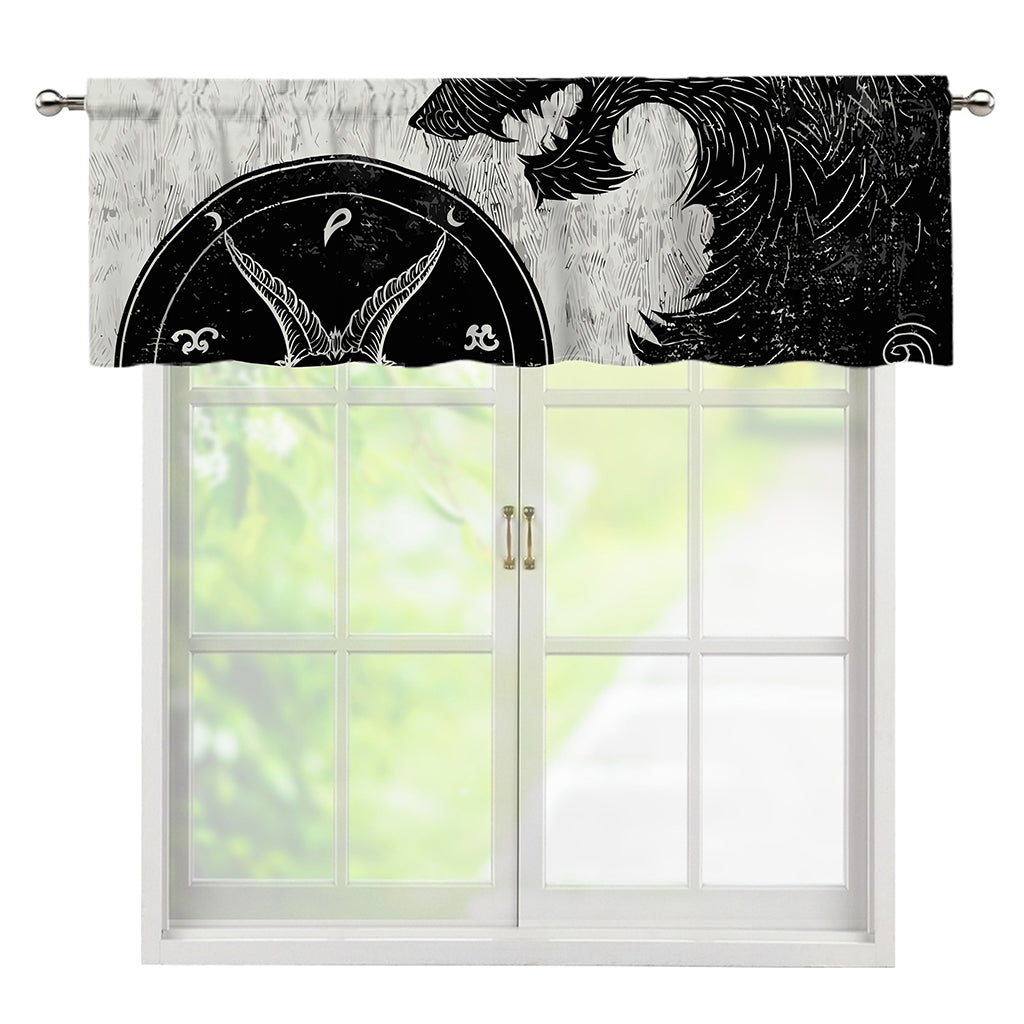 Black Demon Wolf Print Window Valance