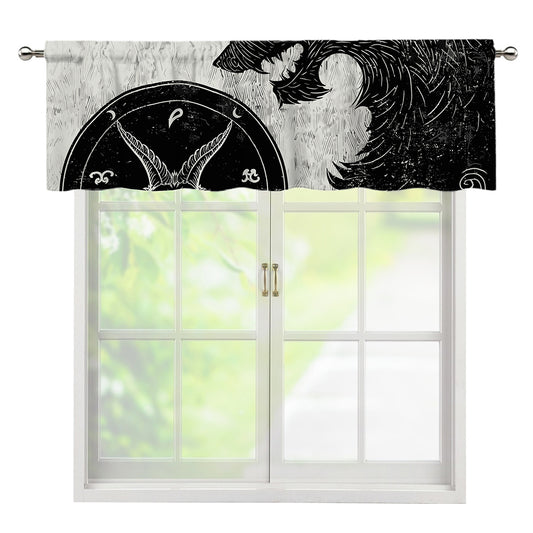 Black Demon Wolf Print Window Valance