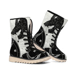 Black Demon Wolf Print Winter Boots