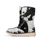Black Demon Wolf Print Winter Boots