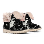 Black Demon Wolf Print Winter Boots