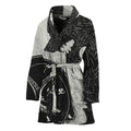 Black Demon Wolf Print Women's Bathrobe