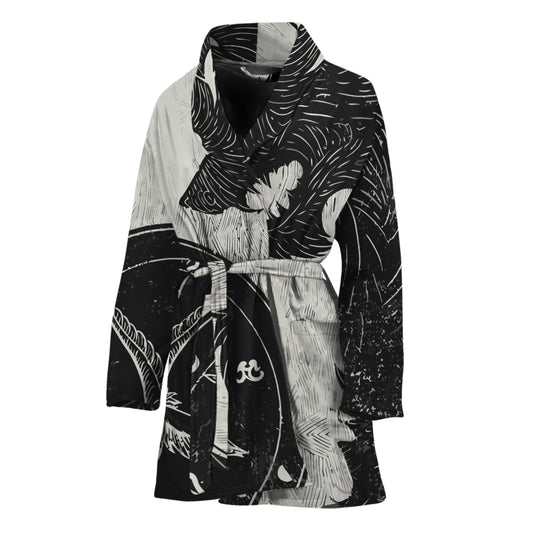 Black Demon Wolf Print Women's Bathrobe