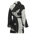 Black Demon Wolf Print Women's Bathrobe
