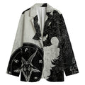 Black Demon Wolf Print Women's Blazer