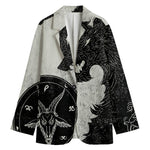 Black Demon Wolf Print Women's Blazer