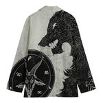 Black Demon Wolf Print Women's Blazer
