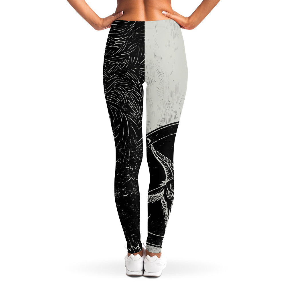 Black Demon Wolf Print Women's Leggings