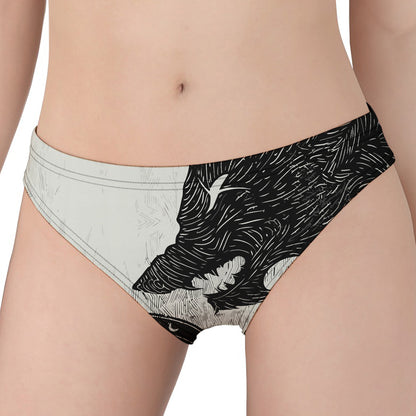 Black Demon Wolf Print Women's Panties
