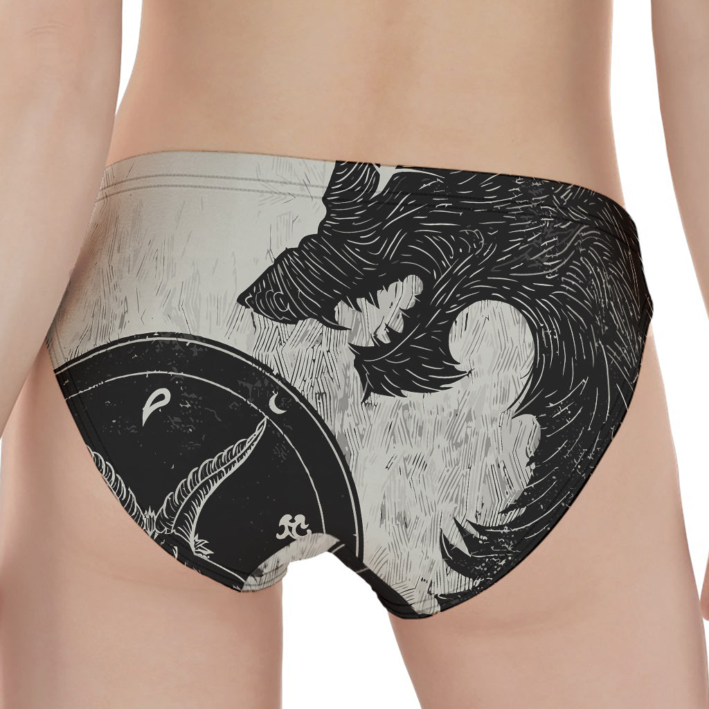 Black Demon Wolf Print Women's Panties