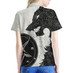 Black Demon Wolf Print Women's Polo Shirt