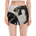 Black Demon Wolf Print Women's Split Running Shorts